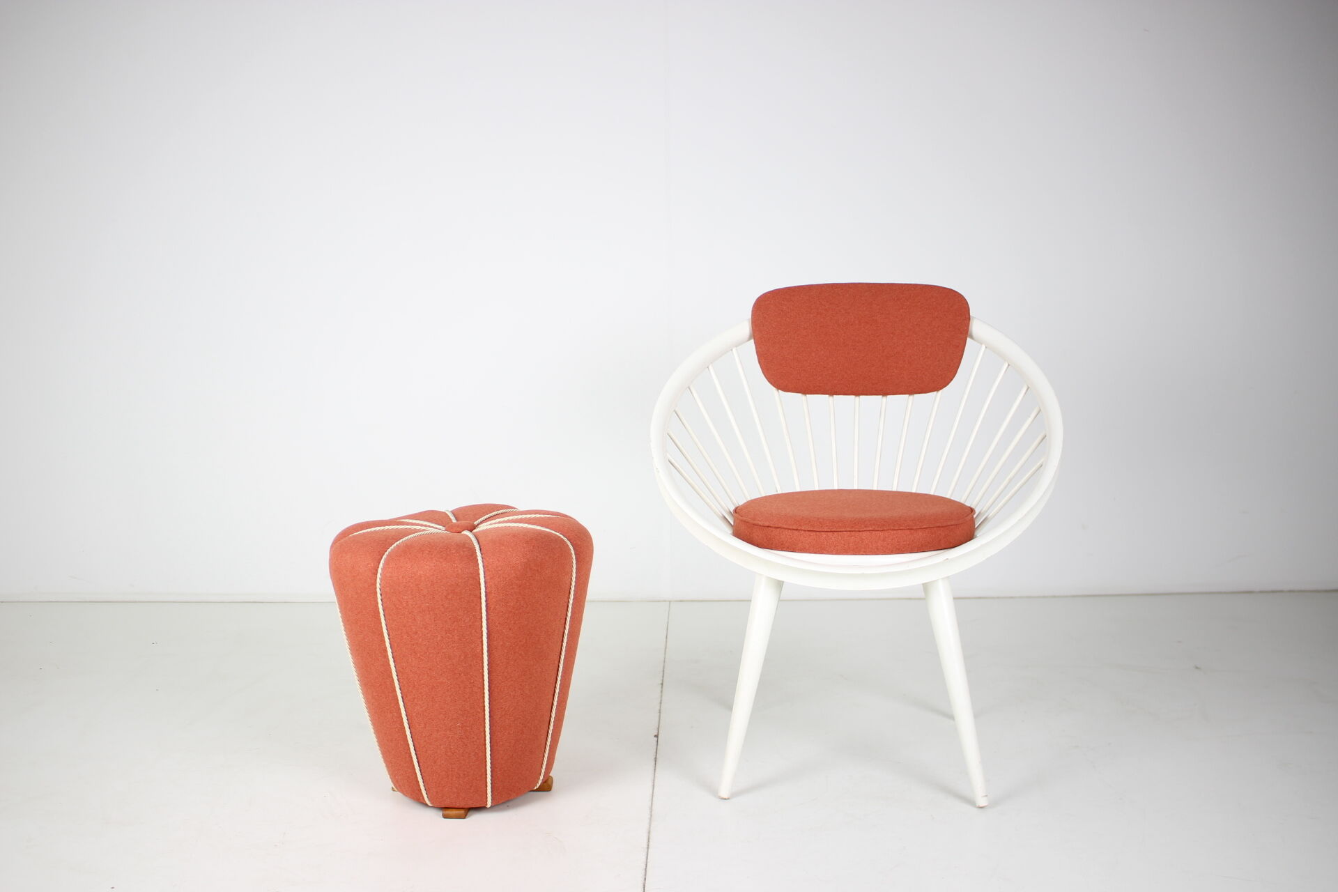 Set of lounge chair with tabouret, 1950's, 1970's