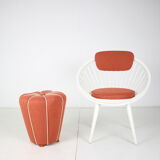 Chaise avec pouf années 1950
