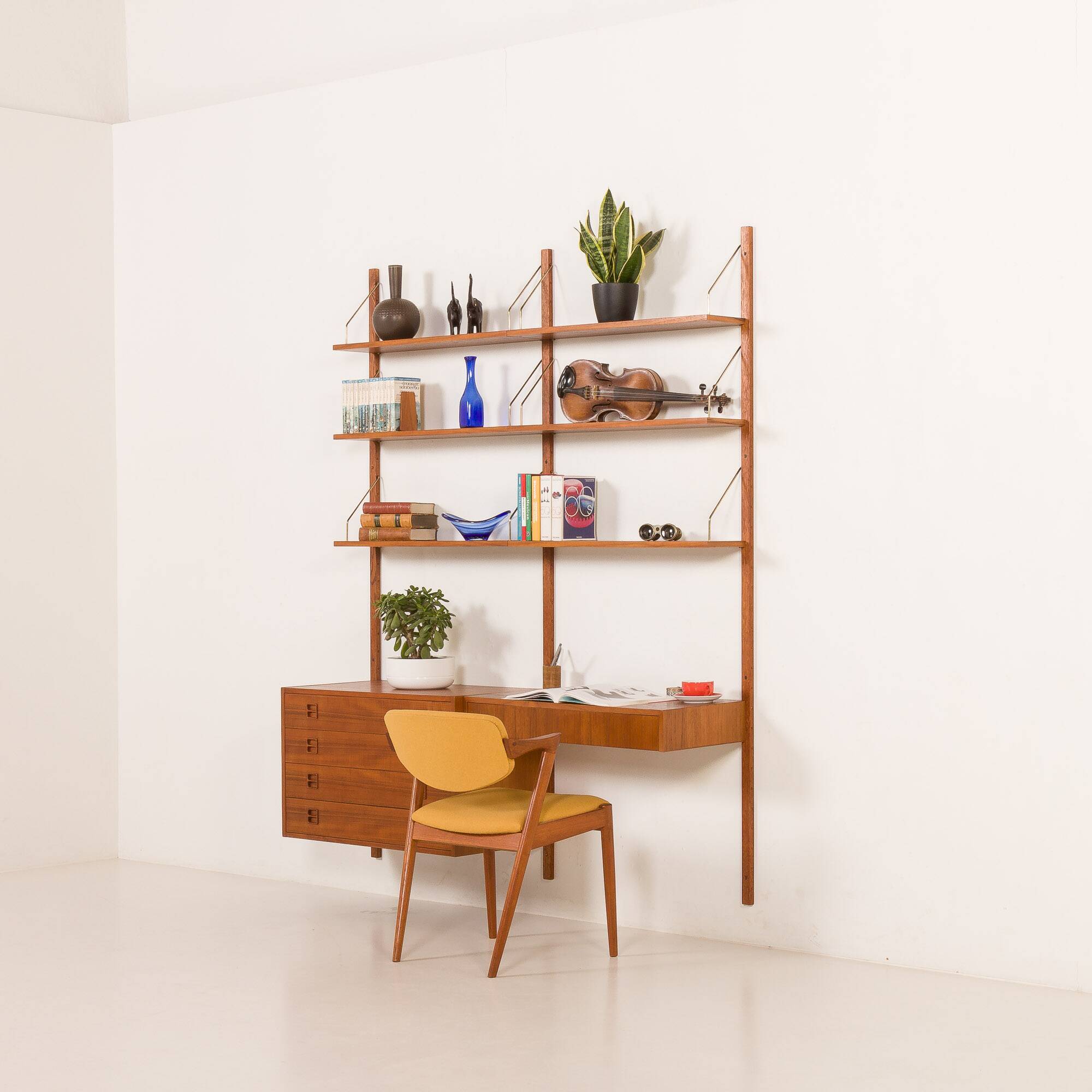 Danish vintage teak wall unit with a desk, 1960s
