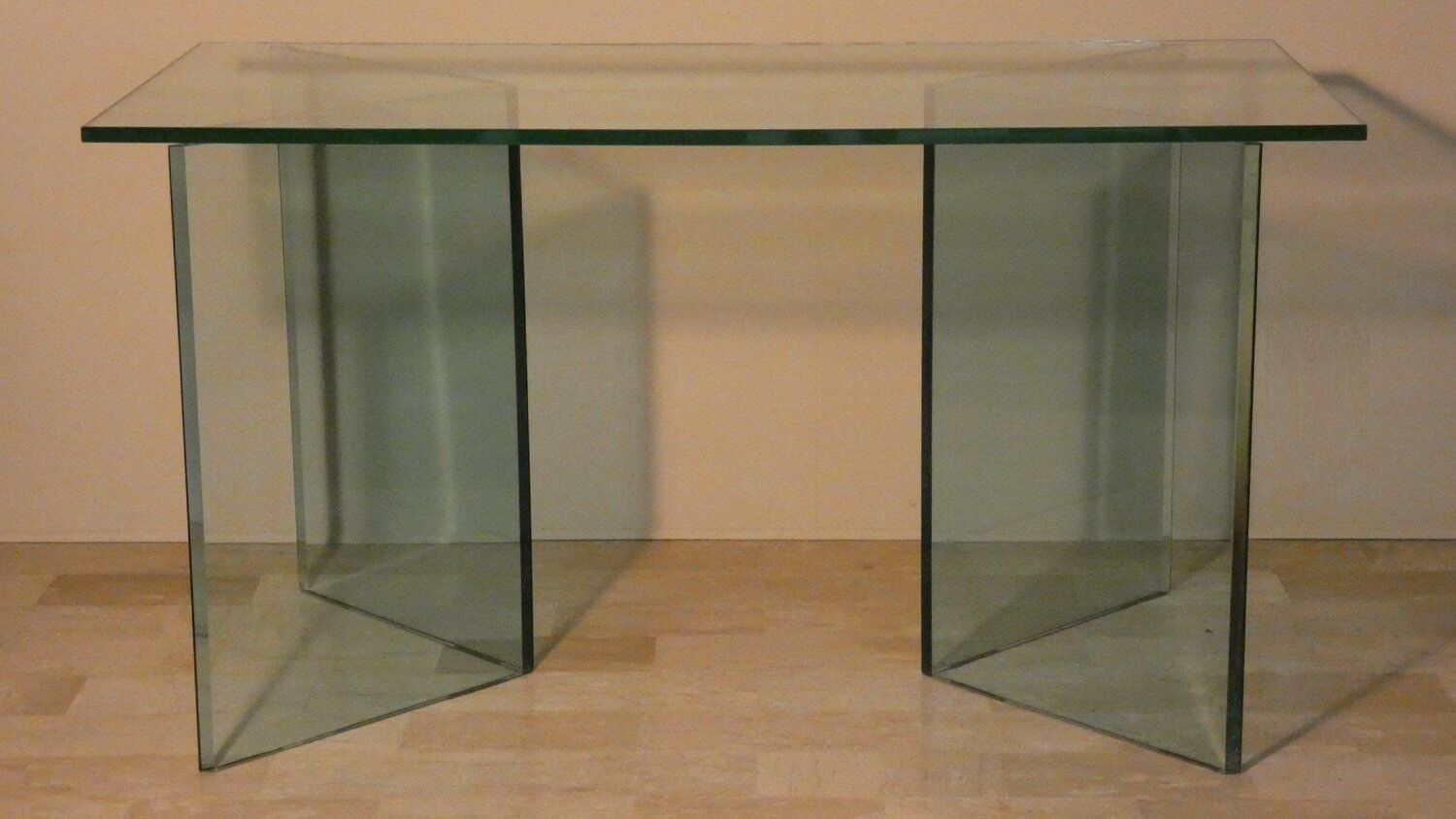 Bacco desk in transparent glass attributed to Tonelli, Italy, 1980s.