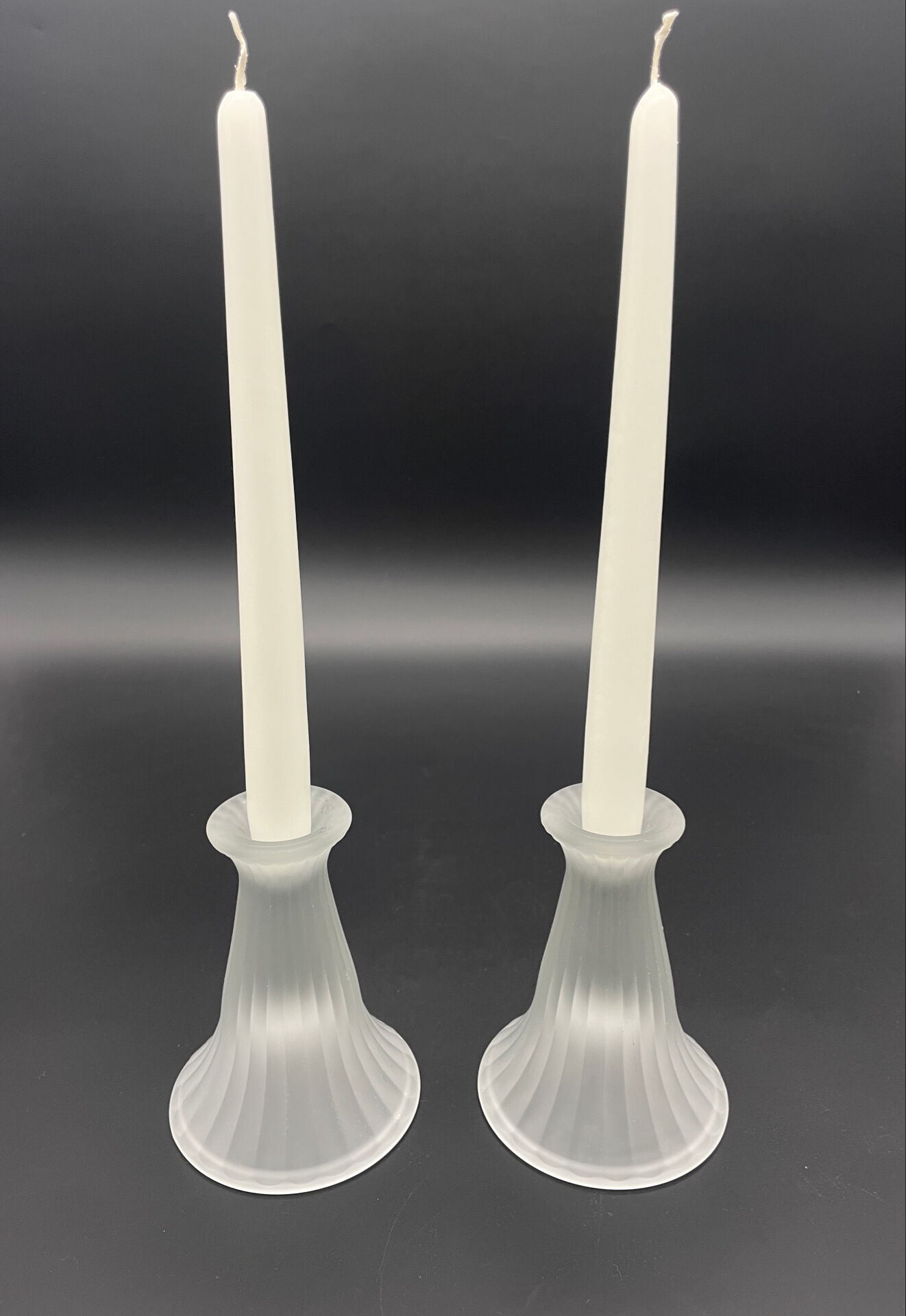Ensemble de 5 bougeoirs réversibles en verre satiné