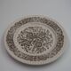 Set of 12 white plates - Brown floral patterns, vintage prairie charm