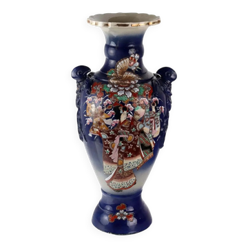 Antique ceramic vase with floral decoration, Japan, early 20th century.