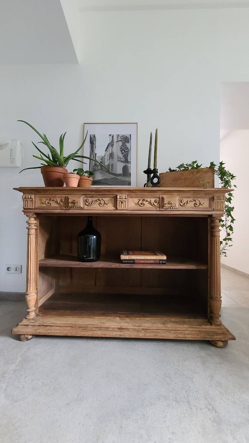 Old counter furniture trade furniture console central island raw wood storage sideboard