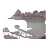 Watercolor Talmont, the fishing huts and the church