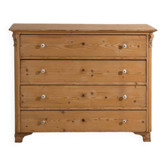 Antique solid pine chest of drawers – European rustic carved chest of drawers – circa 1900