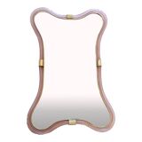 Scenographic Pink and Gold Mirror With Torchon Glass
