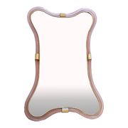 Scenographic Pink and Gold Mirror With Torchon Glass