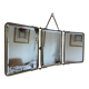 Vintage 1950 triptych mirror barber beveled crystal hairdresser - 25 x 59 cm