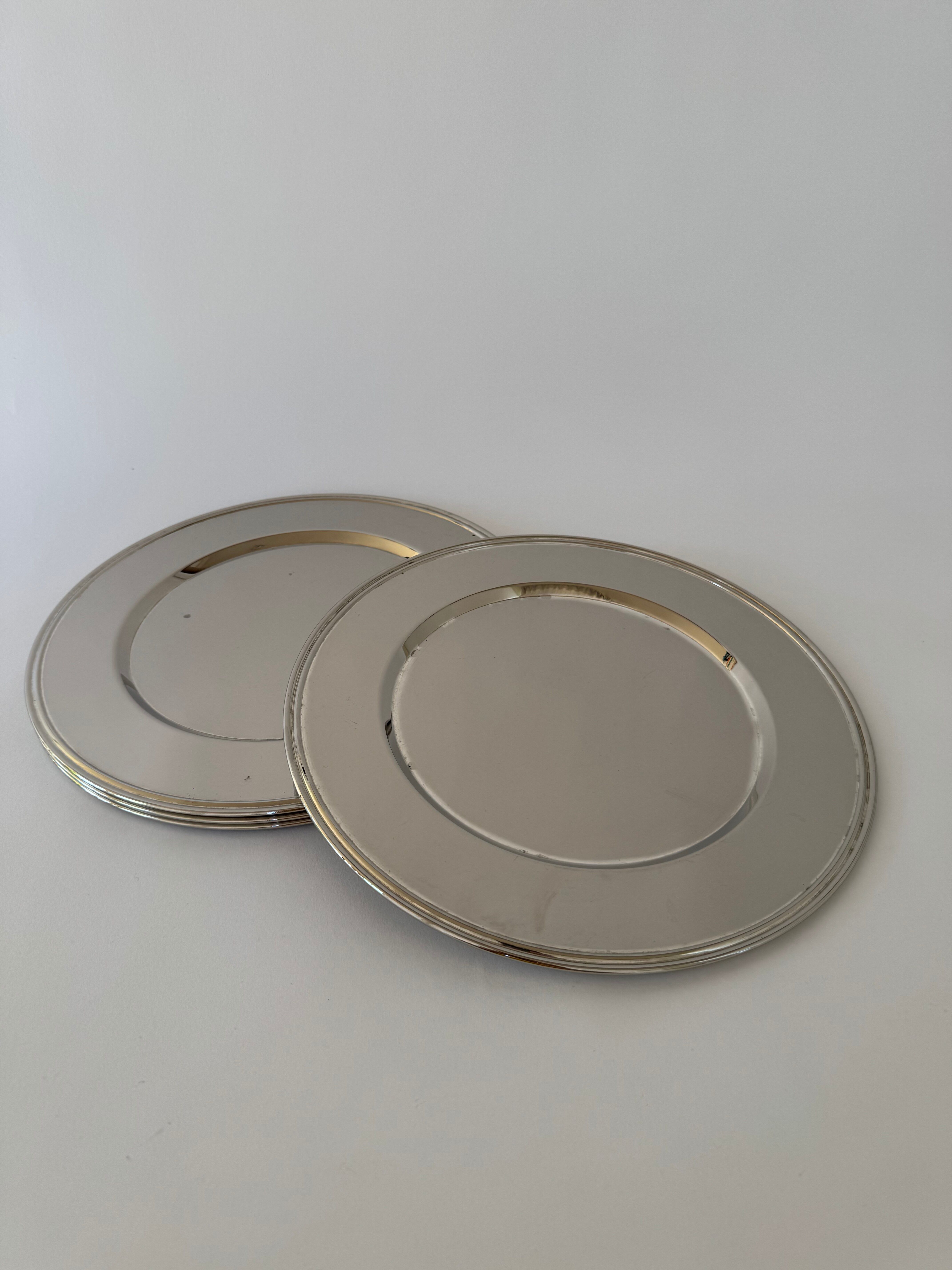 Assiettes de service en argent vintage MCM - Ensemble de 4
