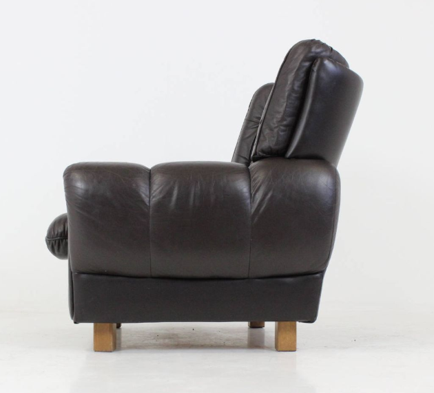 Armchair brown leather of Výber Republic Czech 1970 s