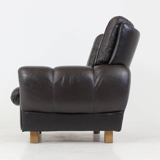 Armchair brown leather of Výber Republic Czech 1970 s