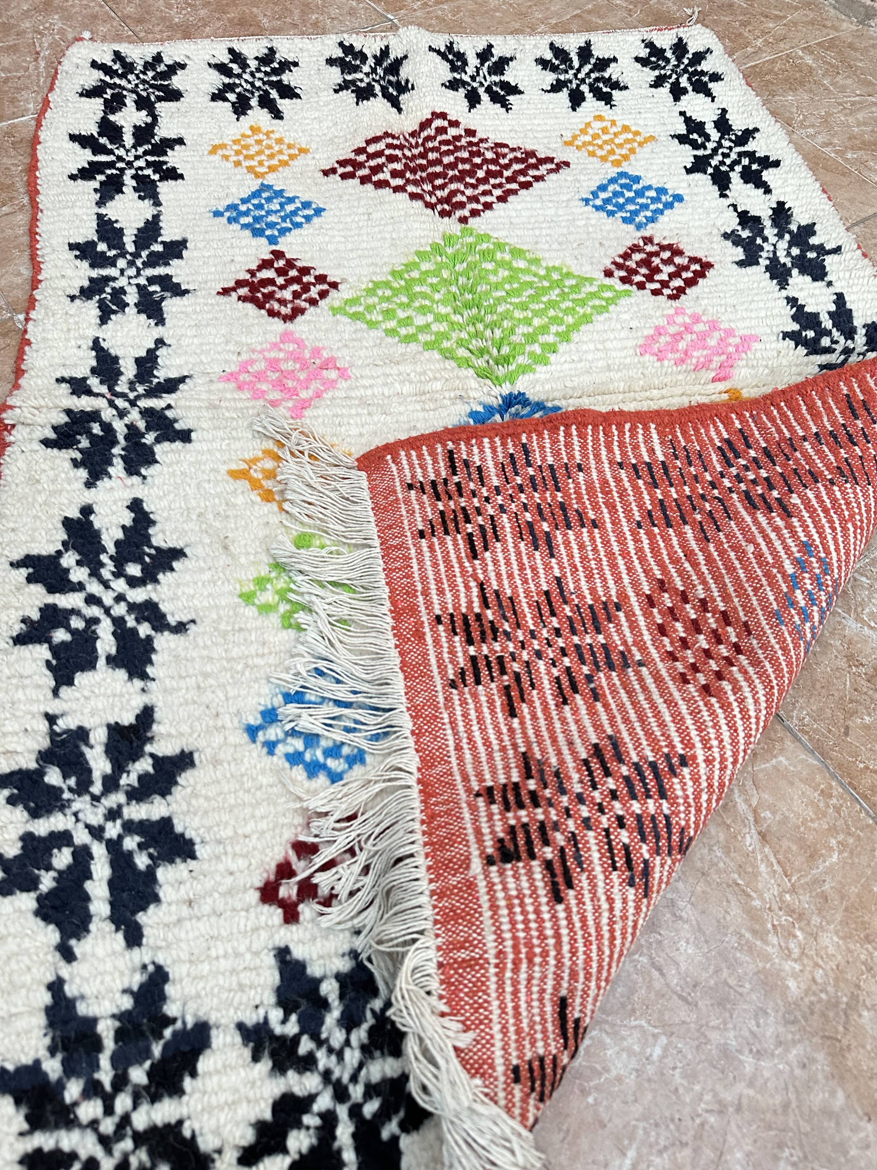 Moroccan Berber Rug Costum - Moroccan Wool Rug - New Azilal Rug - Beni Ouarain Style