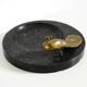 Beautiful, large black granite valet tray featuring a brass peacock, circa