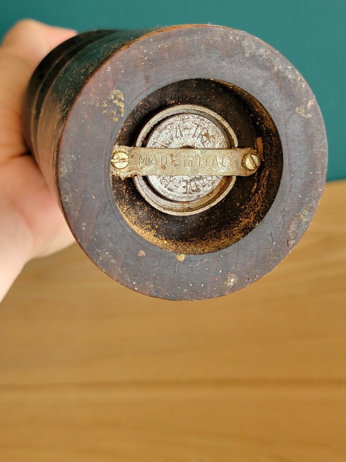 Moulin à poivre vintage en bois H 36,5 cm