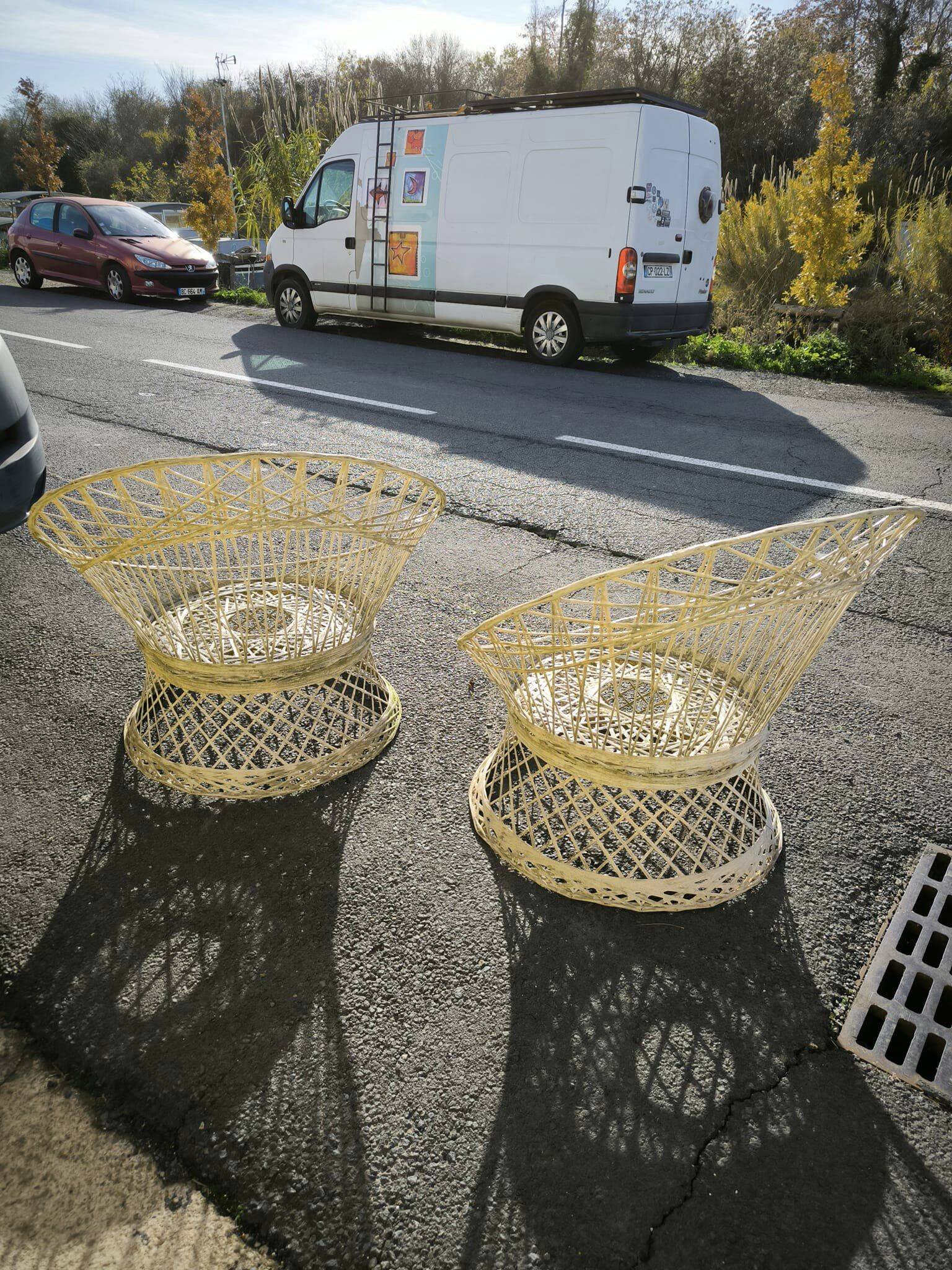 Pair of large garden armchairs