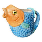 Pichet poisson zoomorphe barbotine.