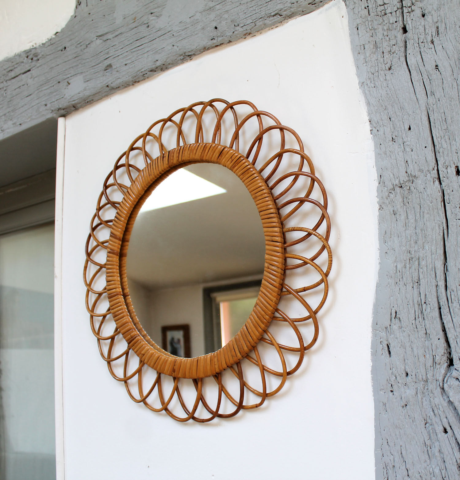 Mirror rattan 46cm diameter