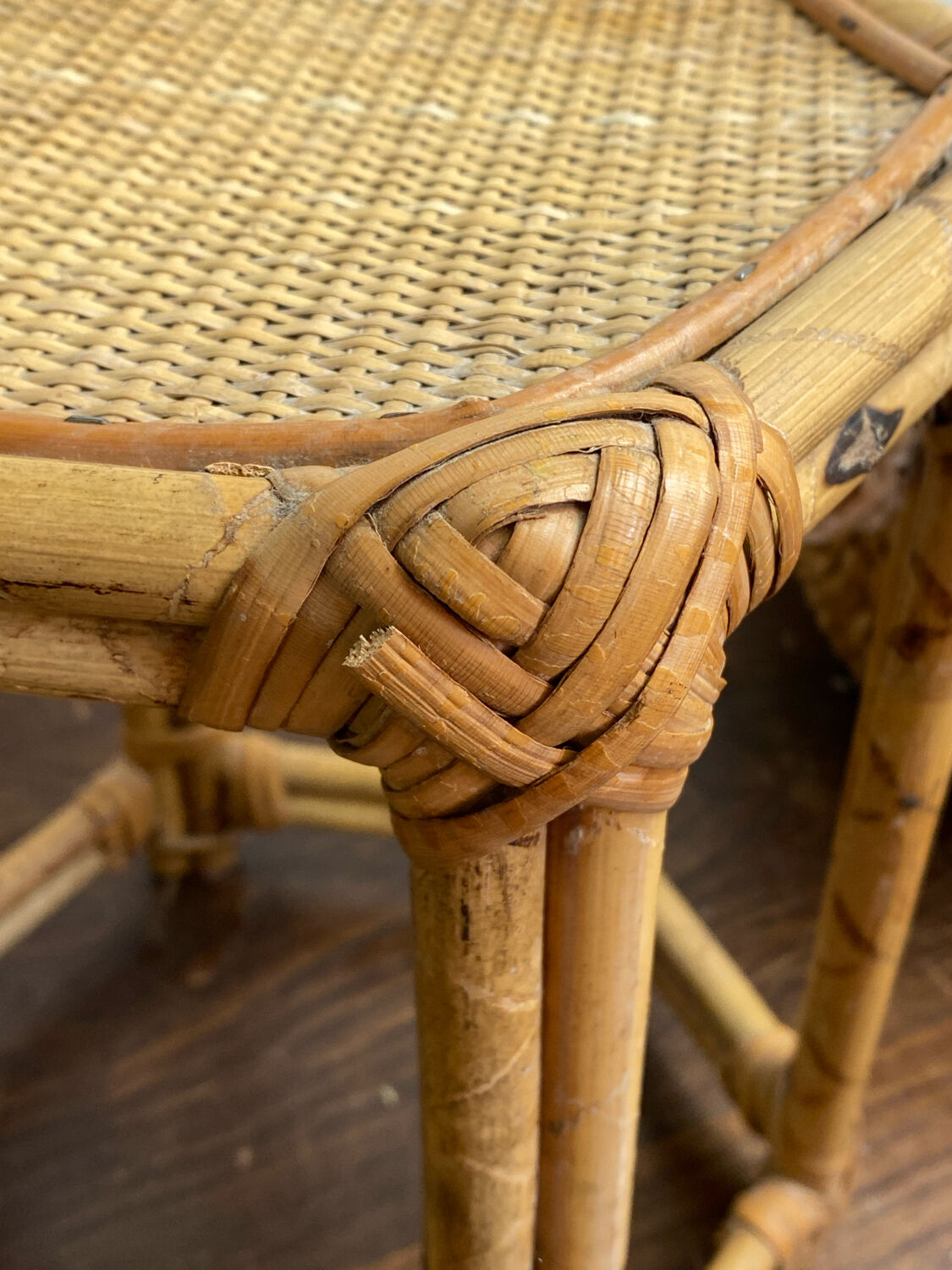 Low rattan stool