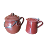 Old enamelled pot and pitcher set