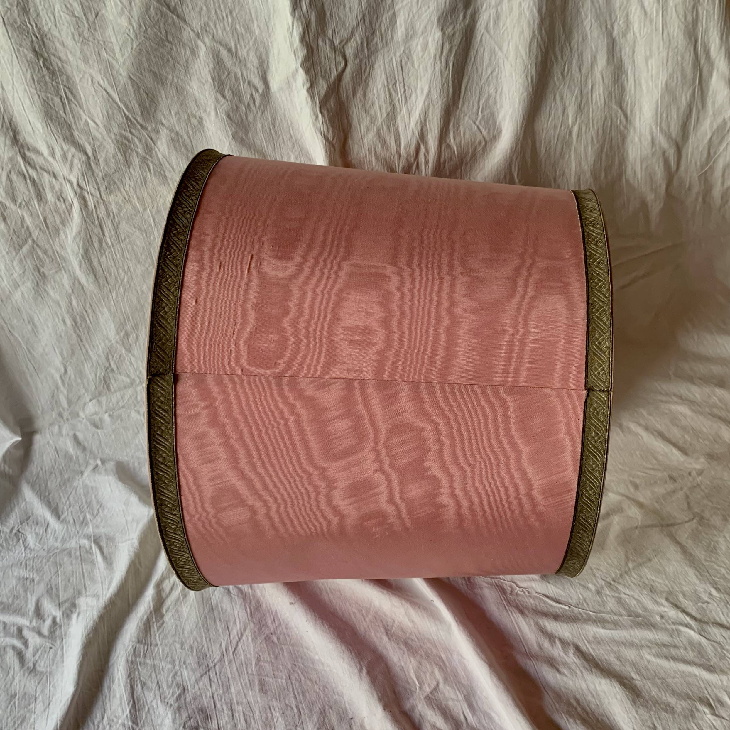 Large Vintage Pink Silk Lampshade - 40 x 34 cm