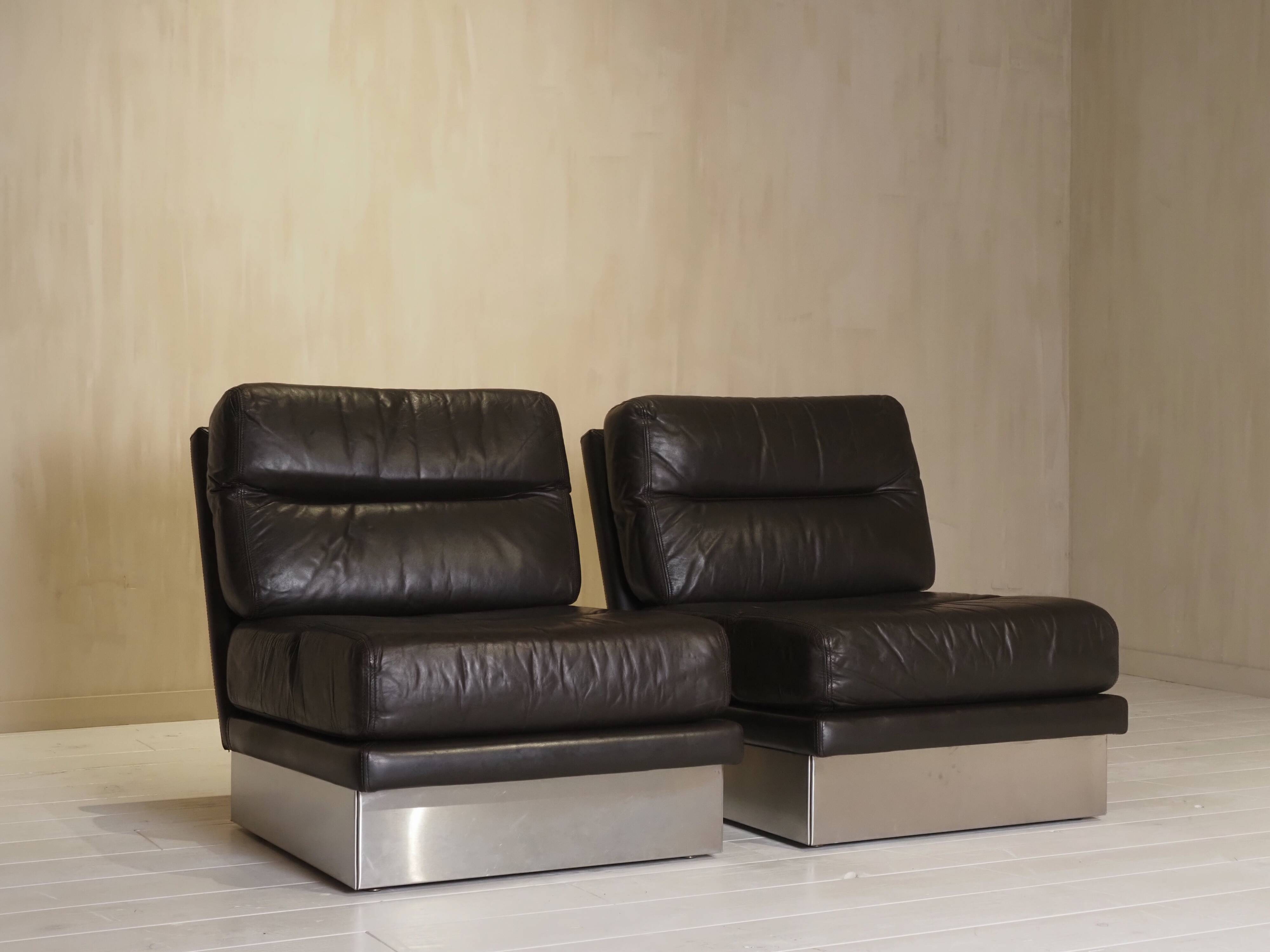 Roche Bobois French lounge chair set from the 1970s