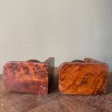 Art Deco bookends in elm burl