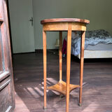 Wooden pedestal table with marquetry