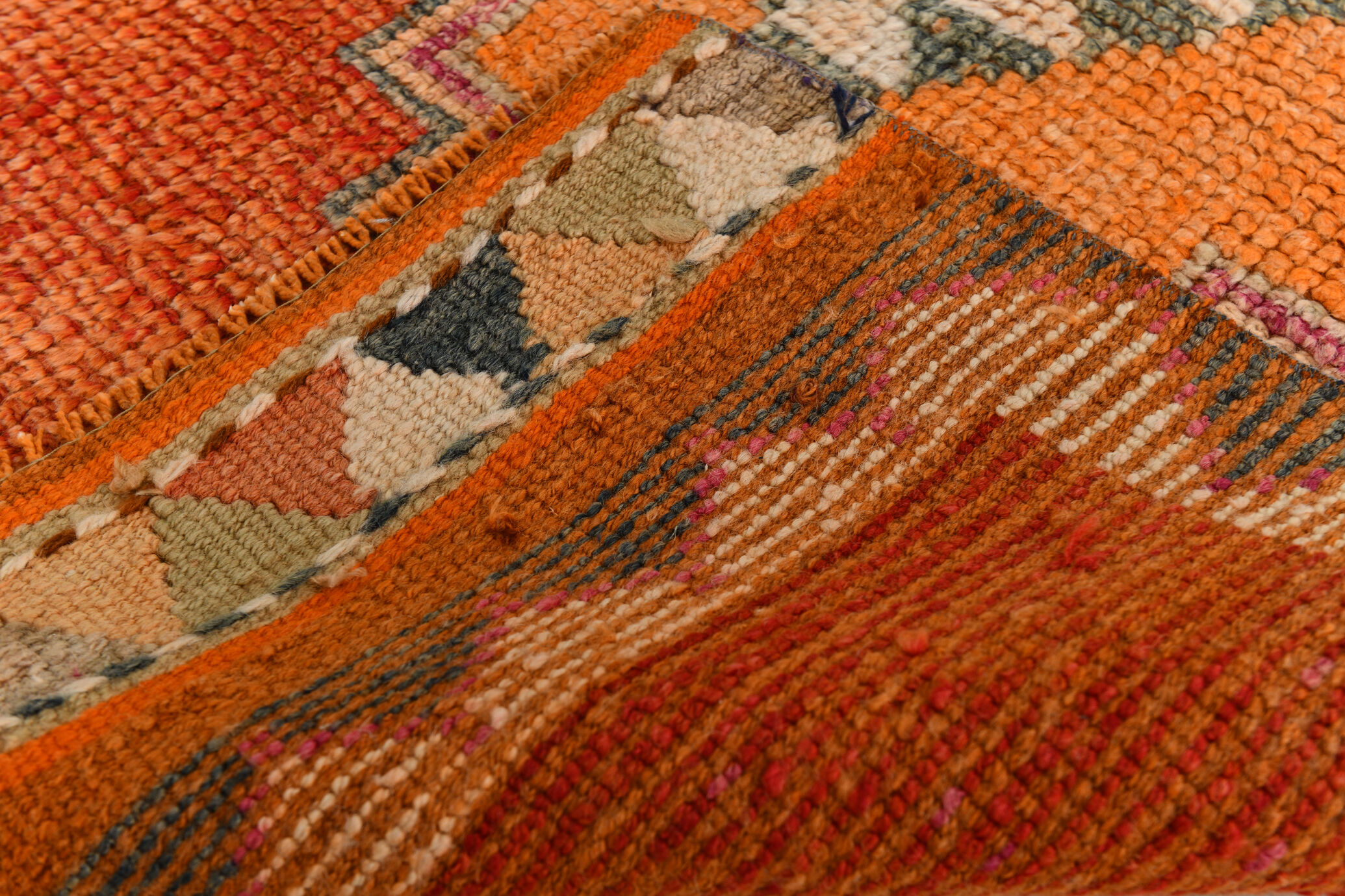 3x11 Peach Orange Handmade Wool Runner Rug, 95x337Cm