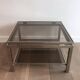 Pair of side tables in brushed steel. Guy Lefèvre for Maison Jansen
