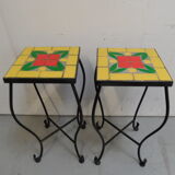 Ensemble vintage de 2 tables d’appoint avec carrelage années 1960