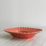 Plat ancien en céramique , coloris corail