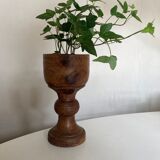 Cache pot 19e néo classique en bois massif tourné H24cm
