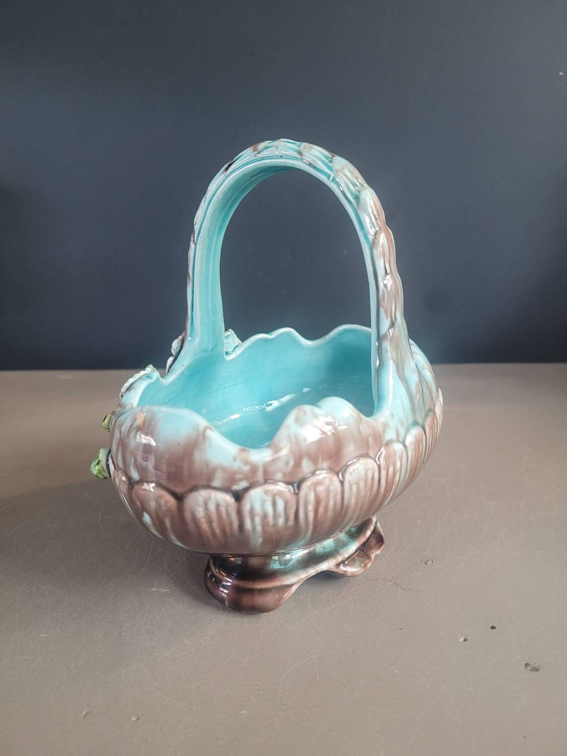 Antique slip basket pot