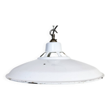 Industrial White Enamel Factory Pendant Lamp, 1960s