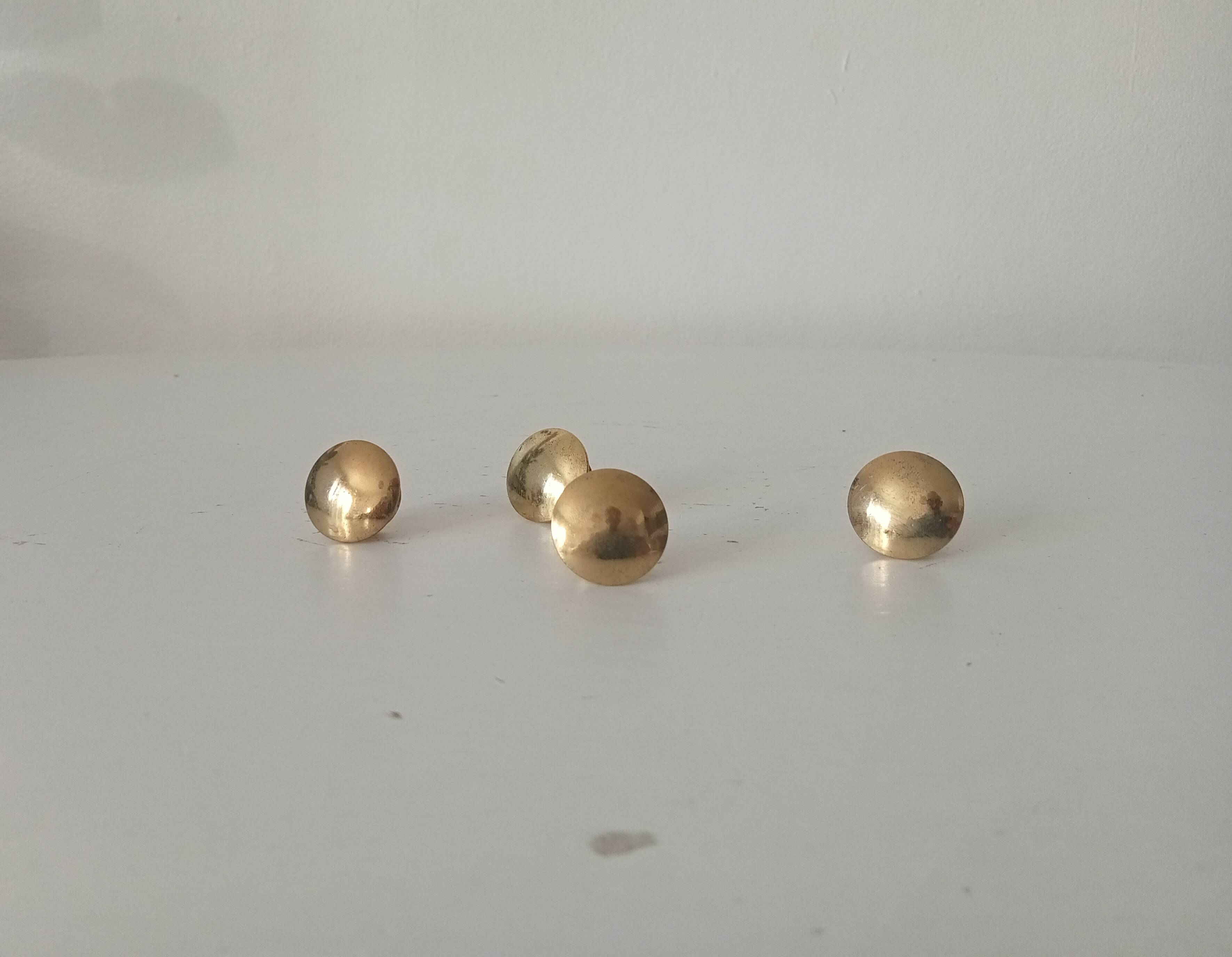 Pair of vintage brass "lens" knobs/furniture handles