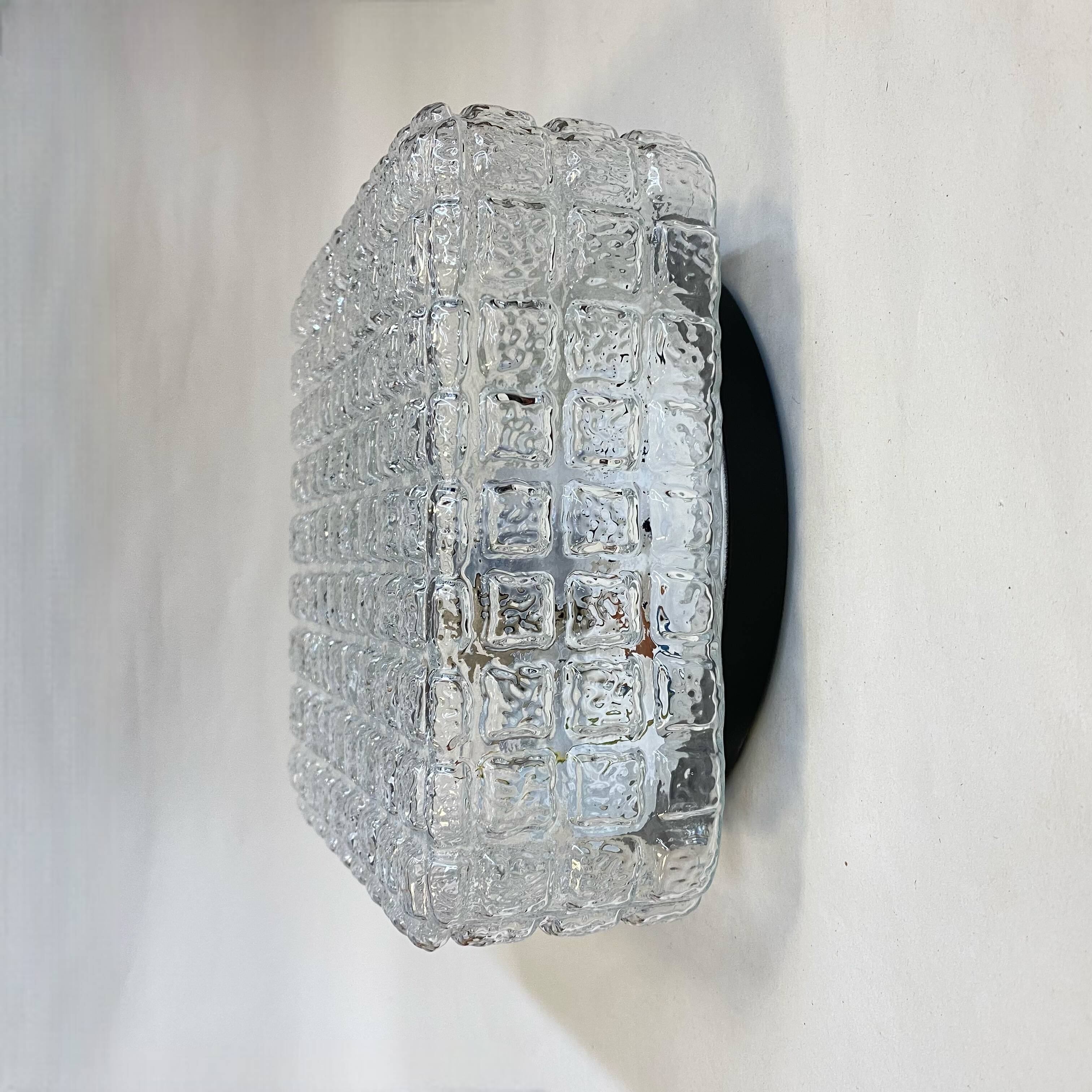 Square glass wall light ceiling lamp 1970 1980 seventies eighties