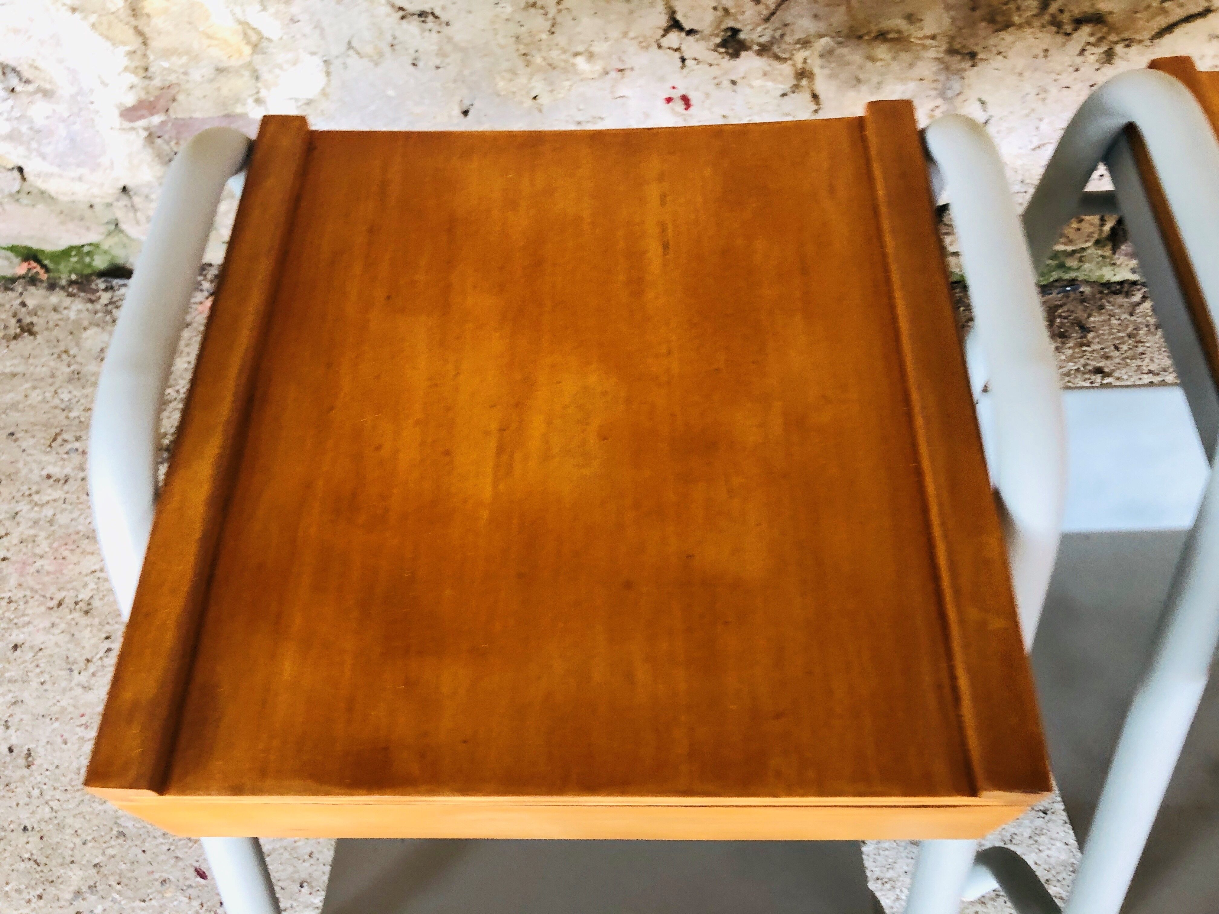 Pair of wooden and metal bedsides 50/60