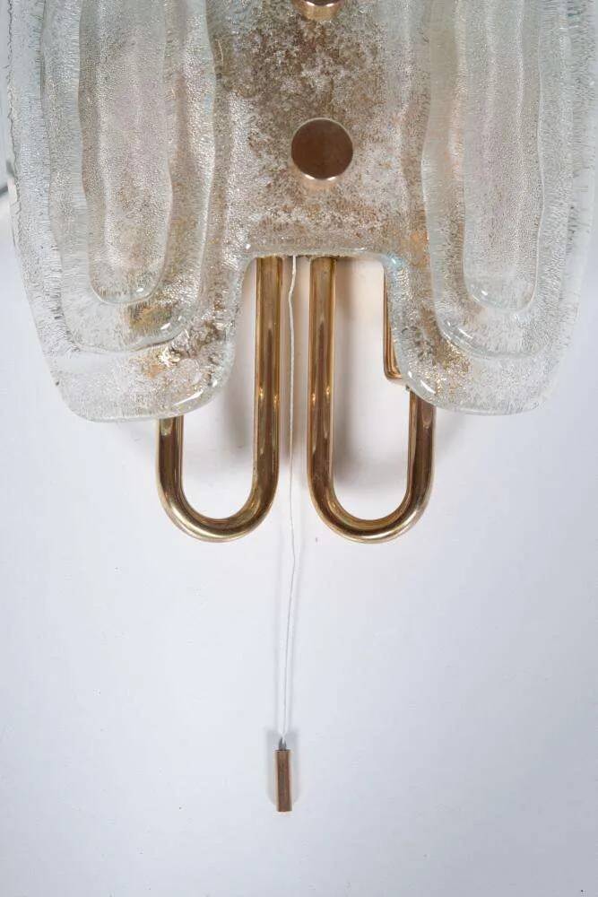 Space Age wall light in glass by Hillebrand, brass and glass.