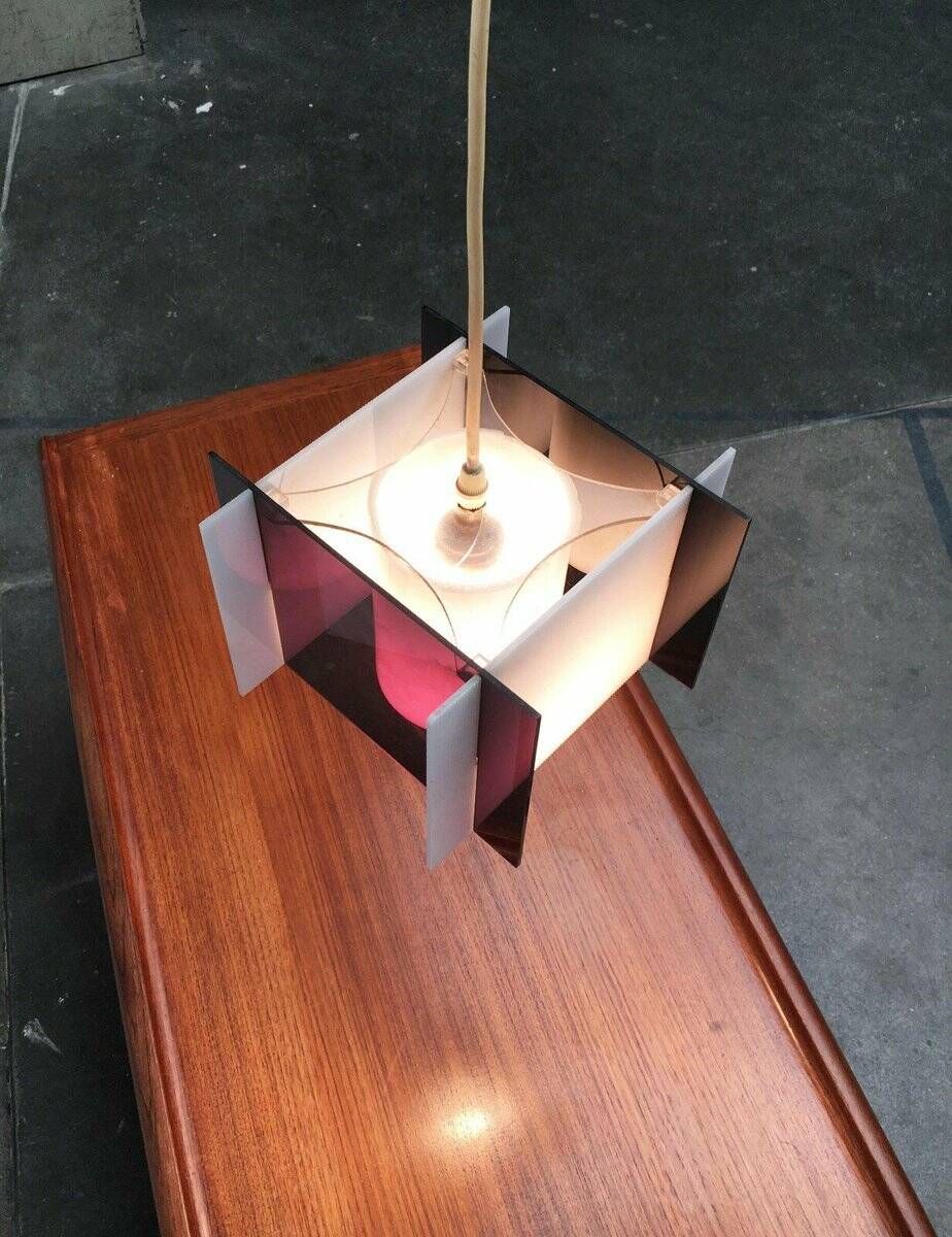 Mid-century space style acrylic cube pendant lamp, 1960s