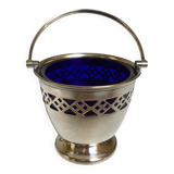 Blue and silver metal sweet jar.