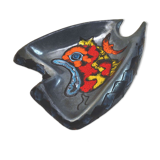 Italian Centerpiece with Fish in Glazed Ceramic, 1960s