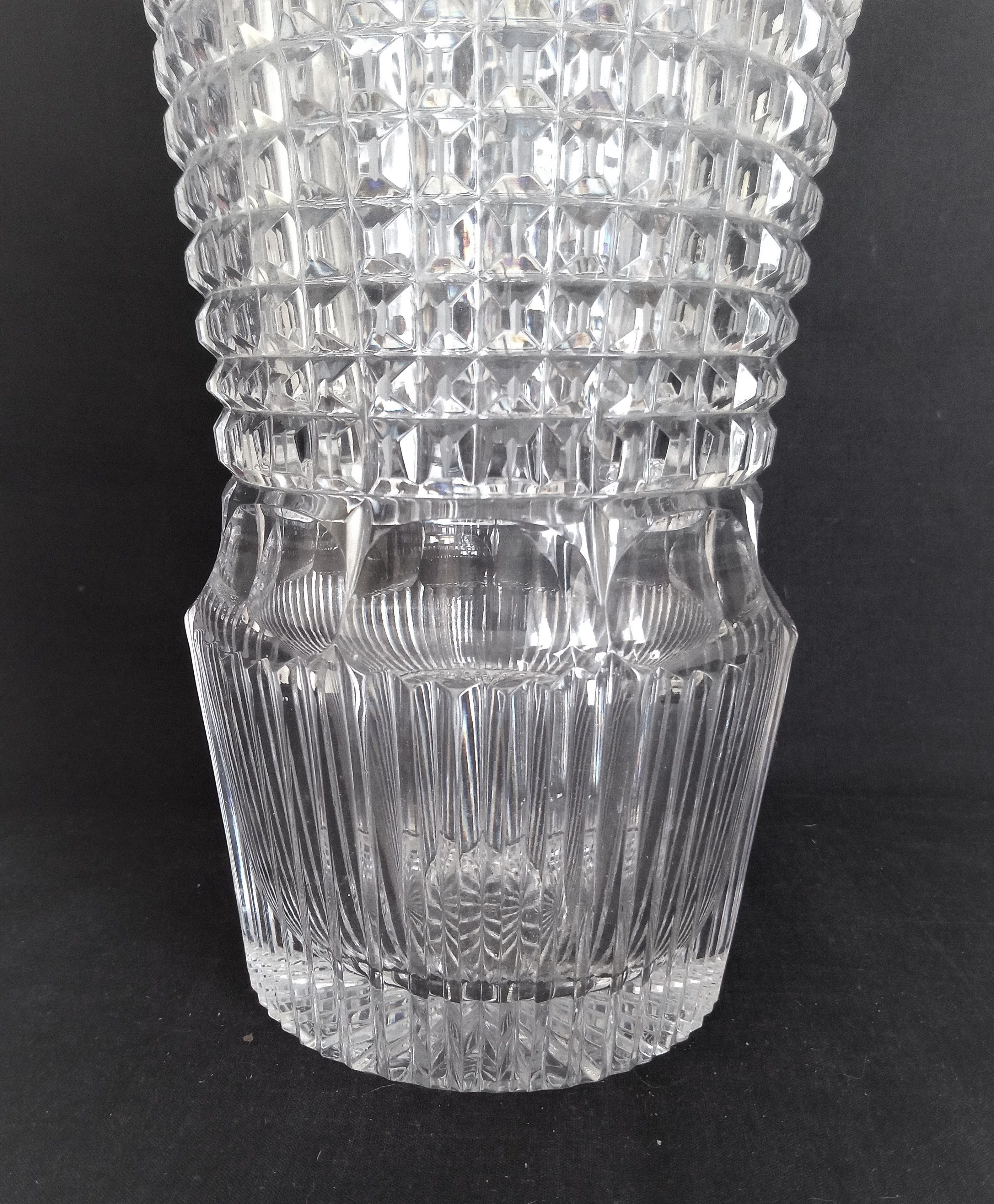 Art Deco vase in cut crystal, h - 32 cm.