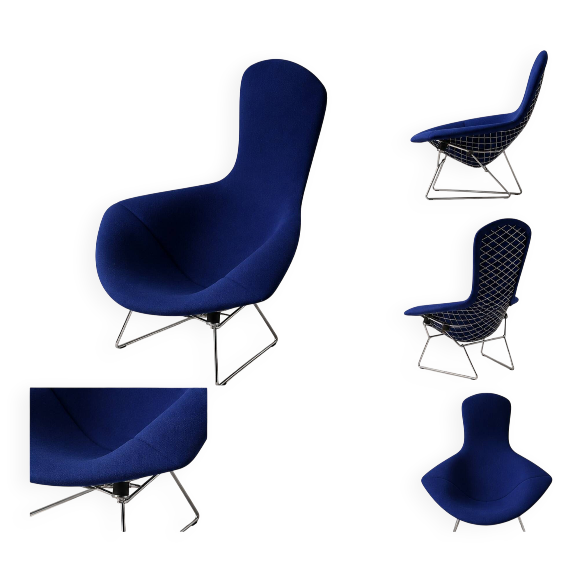Vintage Knoll armchair – Bertoia model – cobalt blue