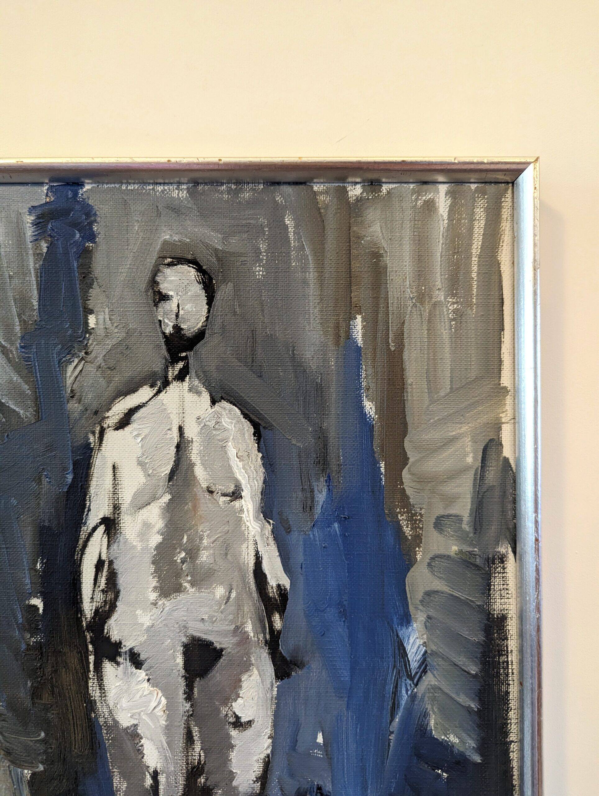 1973 Mid-Century Modern Swedish "In the Shadows" Nude Oil Painting, Framed