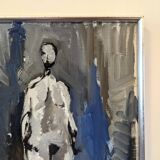 1973 Peinture à l’huile nue suédoise moderne du milieu du siècle « Dans l’ombre », encadrée