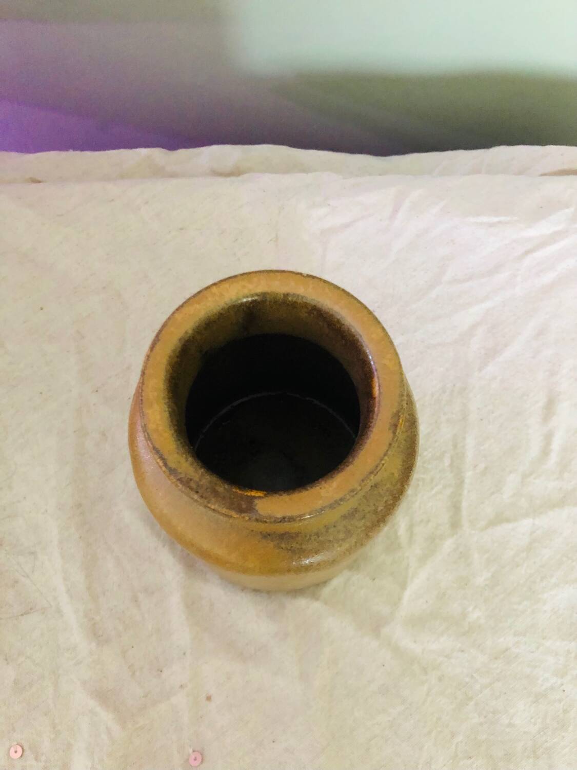 Small stoneware mustard pot