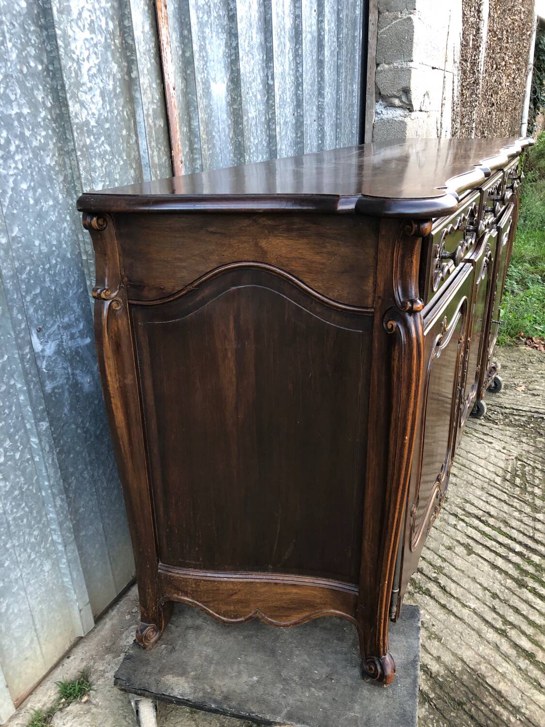 Louis XV style sideboard in solid walnut