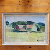 Swedish Oil on Canvas – “Farm, Grevie” by Helge Cardell