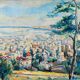 Marine painting "Mediterranean Port" post cubist signed P. Castille Orientaliste